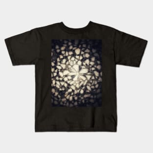 Black and white matte marble stone flower Kids T-Shirt